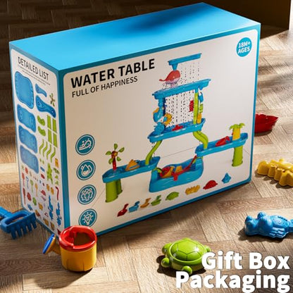 5-Tier Water Table for Toddlers Kids Ages 1-3 3-5 4-8, Sand and Water Table with Rich Activity Set, Summer Outdoor Beach Outside Backgard Pool Toys for Kids Boys Girls - color: Blue9969