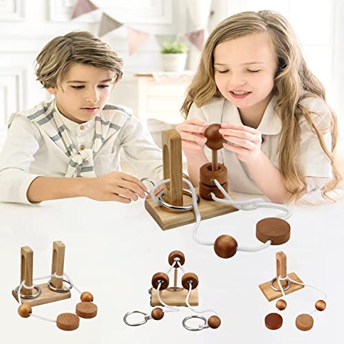 Wooden and Metal 3D Unlock Interlock Assorted Brain Teasers Puzzles，IQ Logic Training Family Game Party Favor Coffee Table Time Unlock Interlock Mind Puzzles Box（6Pcs） - size: 6A