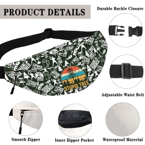 Disc Golf Lover Gift Disc Golf Accessories Stupid Tree Disc Golfing Fanny Pack Sport Player Waist Bag (Stupid Tree WB)
