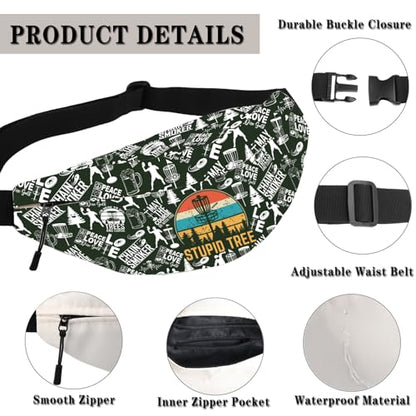 Disc Golf Lover Gift Disc Golf Accessories Stupid Tree Disc Golfing Fanny Pack Sport Player Waist Bag (Stupid Tree WB)