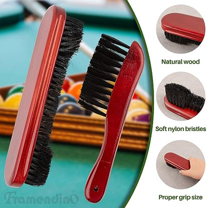 Framendino, Wooden Billiards Pool Table and Rail Brush Set Wood Billiard Cleaner Cleaning Tools Supplies (Red-Brown, 2 Pack) - color: Brown