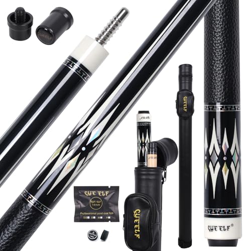 CUEELF 2-Piece Professional Pool Cue Set 58" Low Deflection Shaft Pool Cue with 12.5mm Tip Pool Stick Featuring Premium Leather Grip - color: WD-CA23-09, size: 21 oz