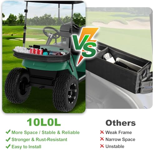 10L0L Golf Cart Front Cargo Basket for EZGO TXT/RXV、Club Car DS/Precedent、Yamaha G22/G29 - Heavy-Duty Steel Mesh Storage Rack, Gas/Electric Compatible - color: EZGO TXT