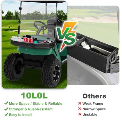 10L0L Golf Cart Front Cargo Basket for EZGO TXT/RXV、Club Car DS/Precedent、Yamaha G22/G29 - Heavy-Duty Steel Mesh Storage Rack, Gas/Electric Compatible - color: EZGO TXT