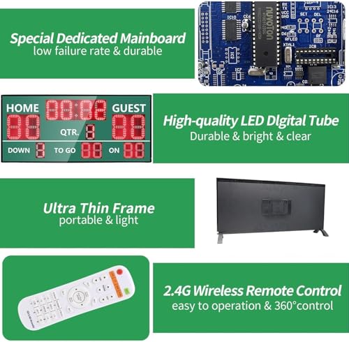 YZ LED Football Scoreboard, Electronic Scoreboard with Remote, Digital Scoreboard Football Score Keeper for Outdoor