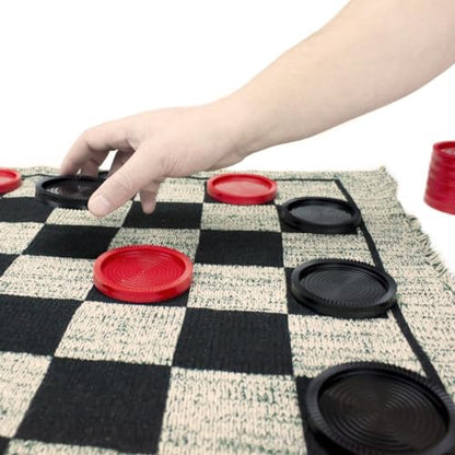 BBG Deluxe Full Set of Jumbo Checkers for Checkers & Tic Tac Toe Games - Large 2.75 Inch Diameter!