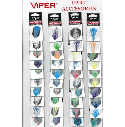 Viper by GLD Products Assorted Dimplex Dart Flights on Display Card: 40 Sets of Mixed (Standard and Slim) Flights, 120 Pieces,One Size,30-9099-01