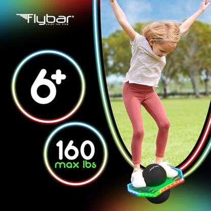 Flybar LED Pogo Trick Ball for Kids Balance Bounce Board w/Anti-Slip Deck - color: Lime Reaper