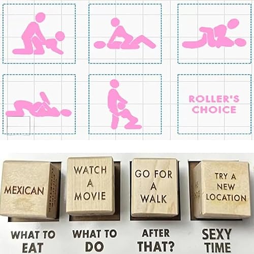 ZyMen Date Night Dice After Dark Edition - Date Night Wooden Dice Game for Couples, Date Dice -Eat/Do/After That/Sexy Time, Adult Fun Games for Couples (B), 16*10 Cm