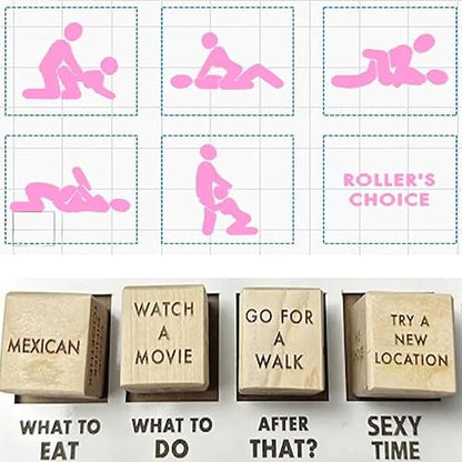 ZyMen Date Night Dice After Dark Edition - Date Night Wooden Dice Game for Couples, Date Dice -Eat/Do/After That/Sexy Time, Adult Fun Games for Couples (B), 16*10 Cm