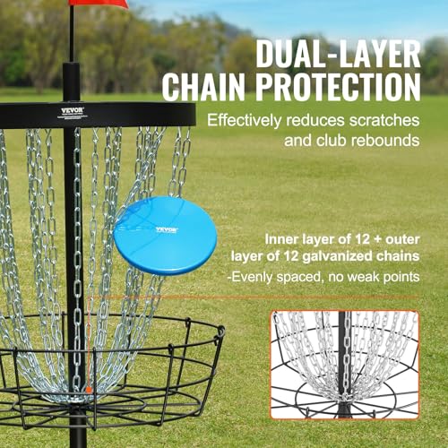Premium Disc Golf Basket - 24-Chain Portable Target, Heavy-Duty Steel Construction, Versatile Indoor & Outdoor Use, Perfect for Practice and Competition, Includes Stand - Black