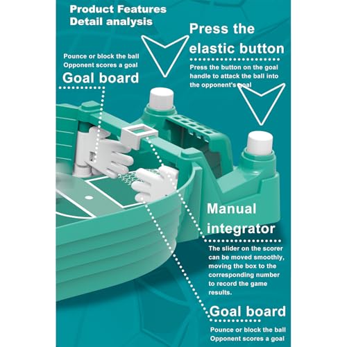 Tabletop Foosball Game, Easy Assembly Desktop Soccer Board for Two Players, Portable Football for Family Night - color: Red