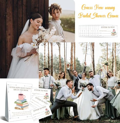 Guess How Many Cards, Book Party Decorations, Guess How Many Pages Are in the Books, Party Games & Activities, 50 Cards and Sign - size: book