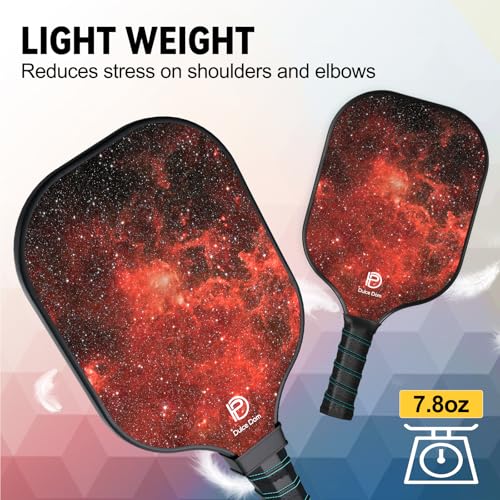 Dulce DOM Pickleball Paddles Set of 2/4 - USAPA Approved, 4 Indoor Outdoor Pickleball Balls, Fiberglass Surface Paddle Racket with Cover Bag, Ideal Training Equipment Gift for Men & Women - color: Red*2
