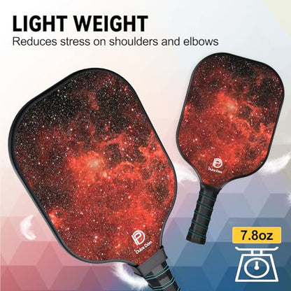 Dulce DOM Pickleball Paddles Set of 2/4 - USAPA Approved, 4 Indoor Outdoor Pickleball Balls, Fiberglass Surface Paddle Racket with Cover Bag, Ideal Training Equipment Gift for Men & Women - color: Red*2
