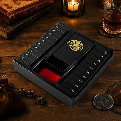 Shut the Box Dice Board Game Wooden for 2 Players,Close the Box Game with 4 Dice,Dice Tower and Manual, Classic Family Board Game for Game Night (2-Players)