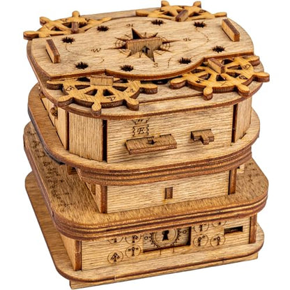 iDventure Cluebox - Davy Jones Locker - Escape Room Game - Pirate Puzzle Box - Gift Box - 3D Wooden Puzzle for Adults - Wooden Jigsaw - Brain Teaser - Birthday Gift Gadget for Men - Money Box - color: Davy Jone's Locker