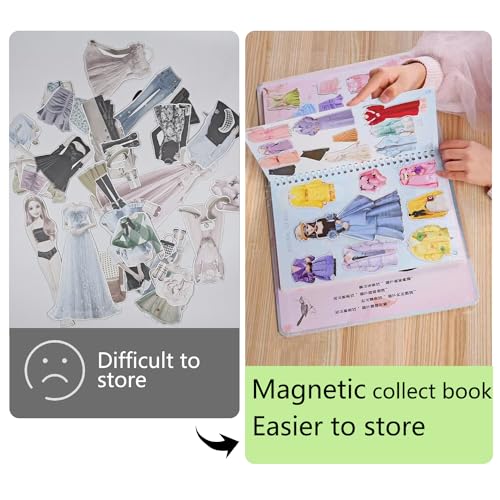 Magnetic Collecting Book,Paried with Magnetic Paper Doll for Use,Gift for 3+ Year Old Girls Toddler-Only Include Magnetic Collecting Book,Not Include Paper Doll Accessories - style: I-Magnetic Book