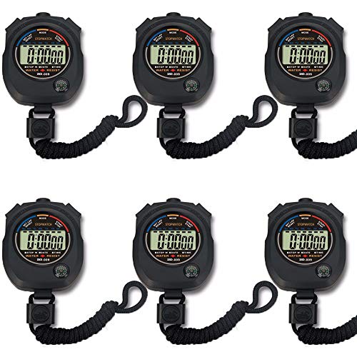 6 Pack Multi-Function Electronic Digital Sport Stopwatch Timer, Large Display with Date Time and Alarm Function,Suitable for Sports Coaches Fitness Coaches and Referees - style: 6pack