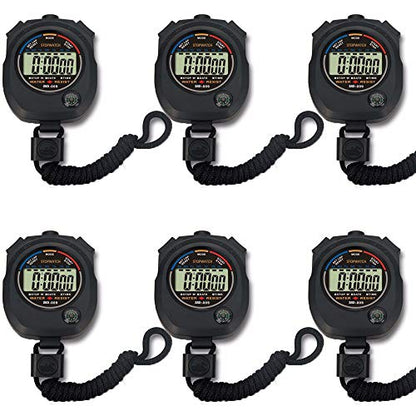 6 Pack Multi-Function Electronic Digital Sport Stopwatch Timer, Large Display with Date Time and Alarm Function,Suitable for Sports Coaches Fitness Coaches and Referees - style: 6pack