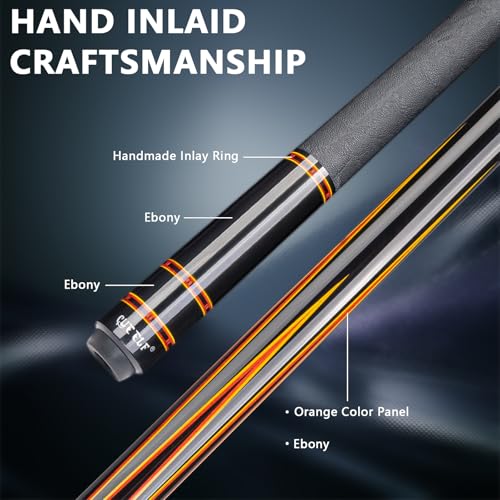 CUEELF Professional Pool Cue Stick – Handmade, Low Deflection | Solid Brass Joint Low Deflection Shaft 12.5mm Pro Tip & Inlay Ring Leather Non-Slip Wrap Precision Balanced - color: CJ-SH-07