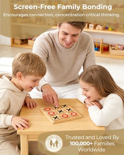 Pedolini Wooden Tic Tac Toe Game - 5.9 Inch Small Travel Board Games - Home Coffee Table Decor for Adults & Kids