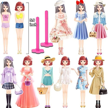Magnetic Dress Up Dolls, Magnetic Doll Dress Up Kits Magnetic Paper Dolls Pretend Play Set for Girls Ages 4 Years and Up Kids Travel Activities Road Trip Car Ride Interactive Learning Imagine Gift - style: L2 Set