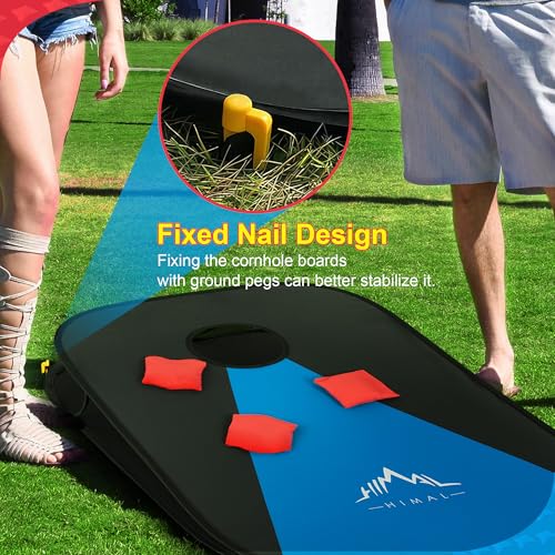 Himal Portable Cornhole Board Set with 8 Toss Bags and Carrying Case, Foldable 3 x 2 Ft Outdoor Lawn Toss Boards for Backyard, Camping, Tailgating and Beach Activities