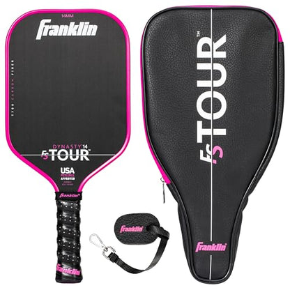 Franklin Sports Pro Pickleball Paddle Set - FS Tour Series Carbon Fiber Paddle, Cover + Eraser - 14mm + 16mm - color: Pink, size: Dynasty - 14mm