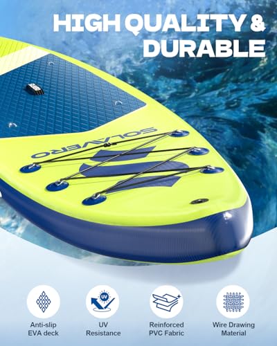 SOLAVERO 10'6" Inflatable Paddle Board for Adults, Stand Up Paddle Board with Premium SUP Accessories,Anti-Slip EVA Deck for Youth & Adults of All Skill Levels - color: Simple Green