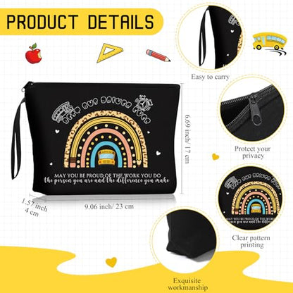 Sieral 2 Pcs Animal Lover Bag Gift for Women Travel Canvas Tote Portable Zipper Pouch Canvas Reusable Grocery Tote - style: Bus Driver