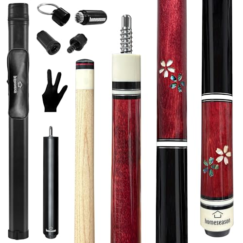 HomeSeason Pool Cue Stick 58" Professional Billiard Canadian Maple Pool Stick with Leather Case & 13mm Tip, 18/19/20/21oz for Adults Pro Player - color: 18oz(Wine Red)