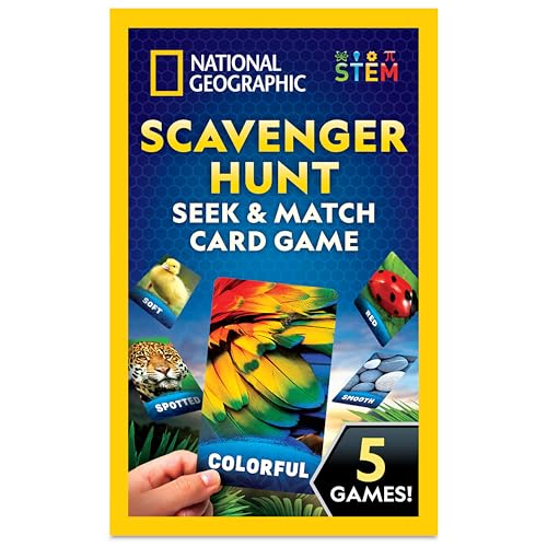 National Geographic Scavenger Hunt for Kids- Seek & Match to Find Objects from 40 Jumbo Treasure Hunt Cards, Indoor and Outdoor Activities, Family Travel Camping Games, Toddlers and Kids Ages 4-8