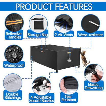 Waterproof Billiard Table Cover 6/6.5/7/7.5/8/8.5/9/10/12ft with Air Vents Handles Pool Table Covers Full Cover 600D Heavy-Duty Protection for Snooker Tables Covers,Black,6FT(80"×44"×32") - color: Black, size: 6FT(80"×44"×32")