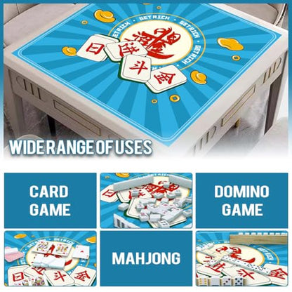 Mahjong Mat, Non-Slip Noise Reducing Game Mat, 31.5 Inch Mahjong Table Mat,Mahjong Mat with Cloth Bag and Carton Storage,Suitable for Mahjong, Dominoes, Solitaire and Other Games. (Rich-Blue) - color: Rich-blue