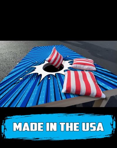 PartyToss Cornhole Boards/Bean Bag Toss Game Set w/Optional LED Lights & Graphics - Choose Your Model - color: Comic