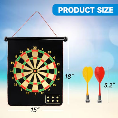 GSE Games & Sports Expert Double-Sided Magnetic Dart Board for Indoor/Outdoor. Magnetic Baseball/Dartboard Game Set with 6 Safe Darts
