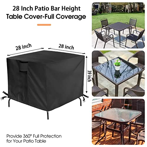 Outdoor Table Cover for Patio Bar Height Table,28 Inch Square Outdoor Bistro High Top Table Cover,Waterproof Patio Furniture Covers for Small Tall Table - 28 X 28 X 39 Inch - size: 28" L x 28" W x 39" H