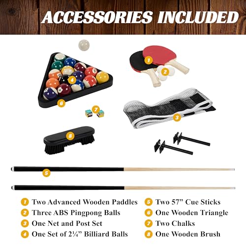 Barrington Billiards Prescott 7' Pool Table, 3-in-1 Dining Top & Table Tennis with Game Accessories & Rolling Storage Caddy - style: Barrington Westmont 7' 3 in 1 Billiard