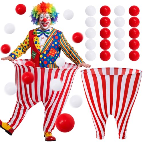 Halloscume 22 Pcs Granny Pants Yard Game Set Include Granny Pants and Balls Giant Pant Outdoor Party Activities for Families Outdoor and Indoor Games - color: Red, White, size: Carnival