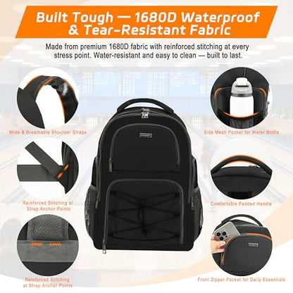 Single Ball Bowling Backpack with Shoe Compartment – Lightweight Ball Bag for Men and Women，Black - color: Black