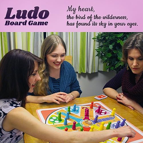 20 Inches Ludo Board Game,2-6 Players Ludo Game for Adults,Ludo & Parcheesi Board Games Suitable for Family Gathering & Party Night (Ludo Instruction Included)
