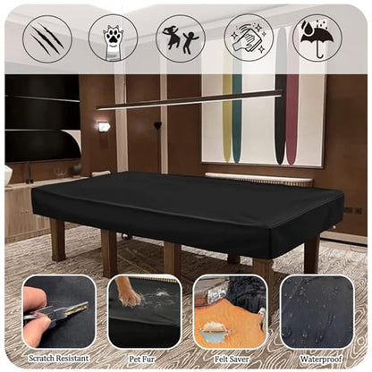 Billiard Pool Table Cover,Waterproof Scratchproof for 7/8/9 Feet Pool Tables Protect From Dust Spills and Pet Fur,210D Oxford with Drawstring for Snooker Billiard Tennis Air Hockey Tables,7FT:92.5*53. - size: 7FT:92.5*53.1*7.8in