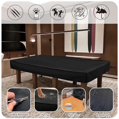 Billiard Pool Table Cover,Waterproof Scratchproof for 7/8/9 Feet Pool Tables Protect From Dust Spills and Pet Fur,210D Oxford with Drawstring for Snooker Billiard Tennis Air Hockey Tables,9FT:112.2*62 - size: 9FT:112.2*62.2*7.8in