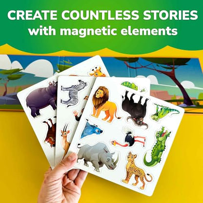 QUOKKA Travel Magnetic Puzzles for Toddlers 1-3 – 20+Pcs Africa Game with Extra-Long Play Book – Fun Travel Game Toy for Kids Ages 3-5 – Strong Magnets for Car Activities – Fun Toddler Puzzle Ages 2-4 - color: 03. Africa