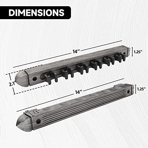 GSE Games & Sports Expert 2-Piece 6/8/12 Billiard Pool Cue Rack Wall Mounted Holders, Billiard Cue Sticks Wall Rack Set - style: 6 Cue - Brushed Grey