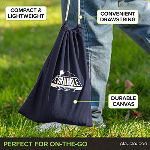 Play Platoon Cornhole Bag Holder - Tote Bag for Carrying Corn Hole Bean Bags - size: 8, Navy String