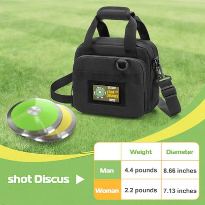 DSLEAF Throwing Discus bag with Padded Protection, 2 Discus Carrier Bag with Portable Handle and Detachable Shoulder Strap for Men and Women