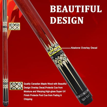 CUEELF Carbon Fiber Pool Cue 2 Pieces Cue Stick with 12.5mm Tip Professional Low Deflection Billiard Pool Sticks with 3/8 * 8 Pin Joint - color: CBFBR-GB-04