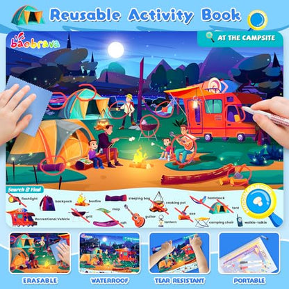 Baobrava Search and Find Game Books - Preschool Learning Activities for Kids Age 3-8, Travel Games for or Road Trip Car Airplane, Educational Seek Activity Birthday Gifts for Boys and Girls - style: Search and Find Book Game